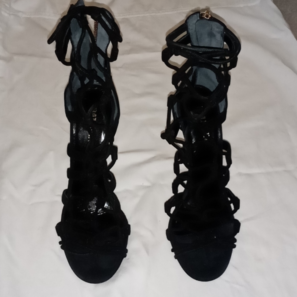 BALMAIN Cutout suede sandals